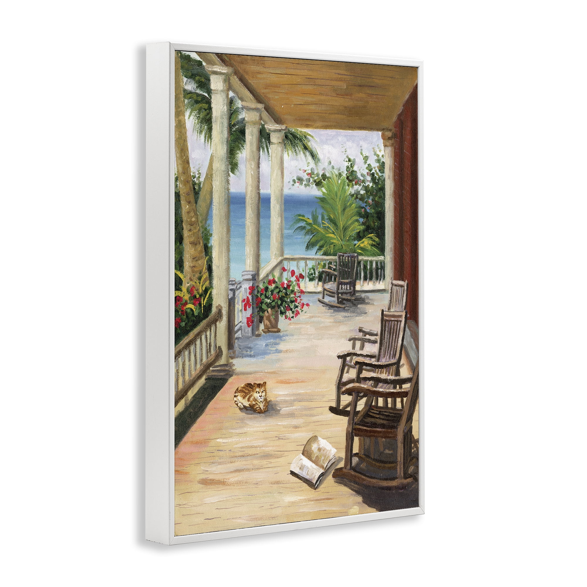 Stupell Industries Coastal Cape Cabin Coastal Painting White Framed Art Print Wall Art, 20 x 30