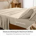 thumbnail image 4 of Mellanni 4-Piece Iconic King Bedsheet Set - Microfiber, 16" Deep Pocket, Cooling, Wrinkle, Fade, Stain Resistant, Beige, 4 of 7