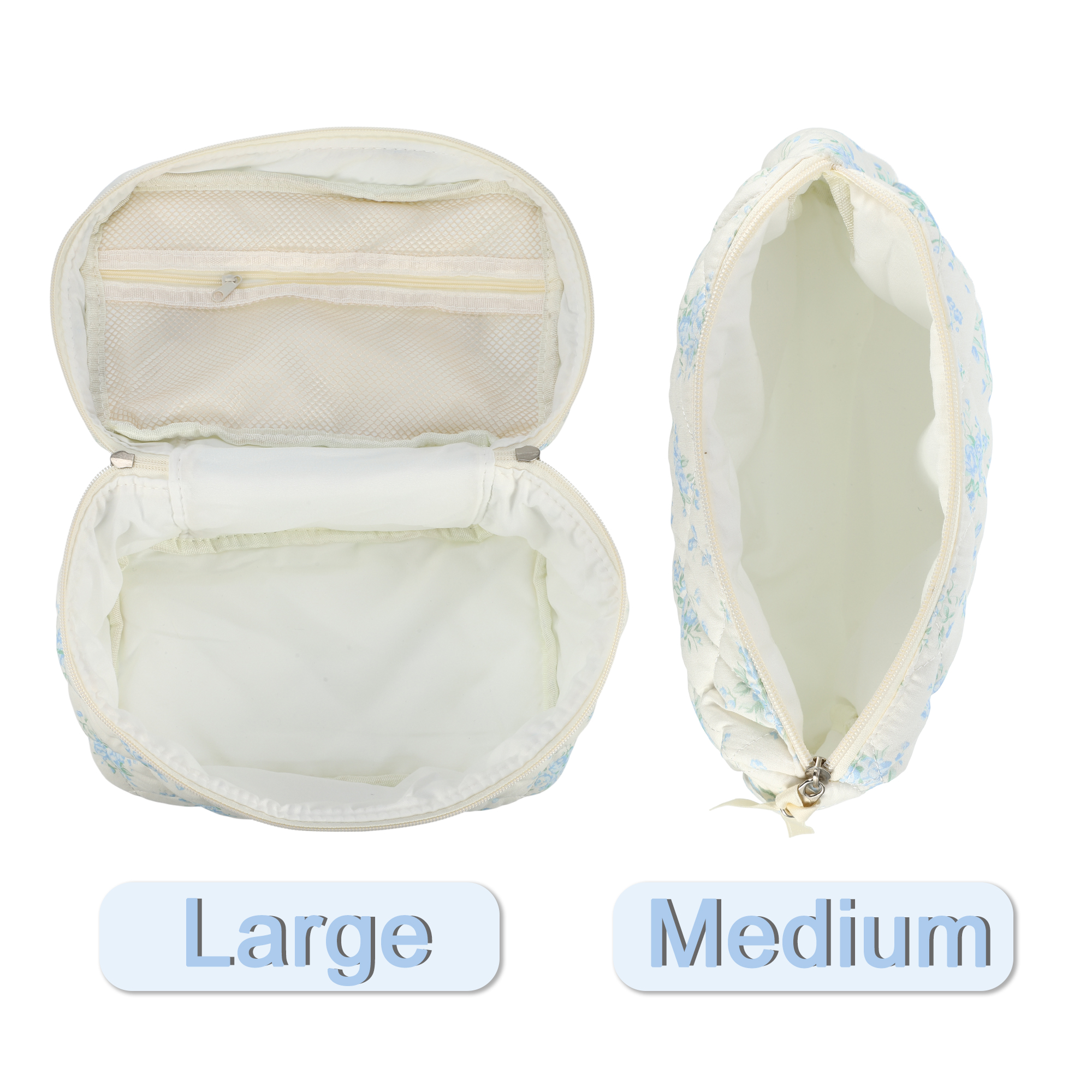 Unique Bargains 2pcs Quilted Makeup BagLarge Capacity White