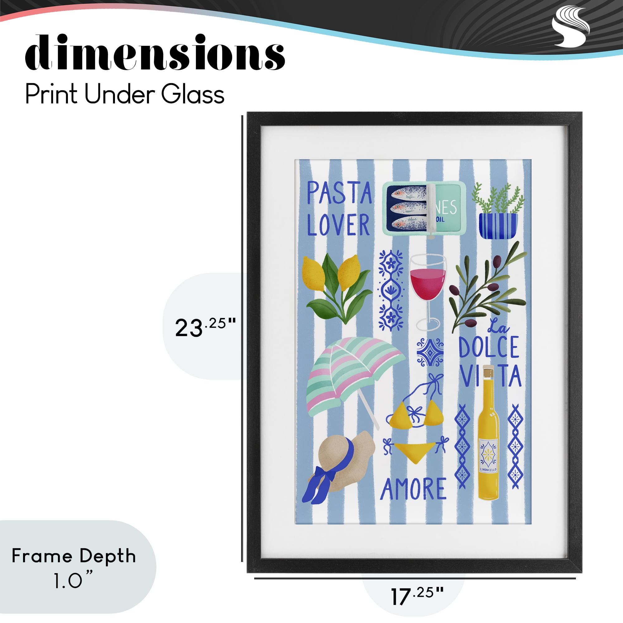 Stupell Industries Pasta Lover Mediterranean Black Framed Print Under Glass, design by Metka Hiti