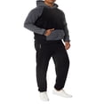 thumbnail image 3 of Men‘s Fitness Sports Pants Set Contrast Color Patchwork Drawstring Hooded Large Pocket Sweater + High Stretch Pants, 3 of 9