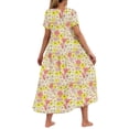 thumbnail image 6 of gljltg Women's Casual Flower Print Flowy Tiered Maxi Dress with Side Pockets, Polyester Spandex Lightweight Breathable Summer Winter, Beach Travel Work Party Outfit, Easy Care Washable, 6 of 6