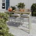 thumbnail image 1 of HOMETRENDS Lasso 3-Piece Steel Outdoor Bar Height Dining Set with Cushions, Beige, 1 of 10
