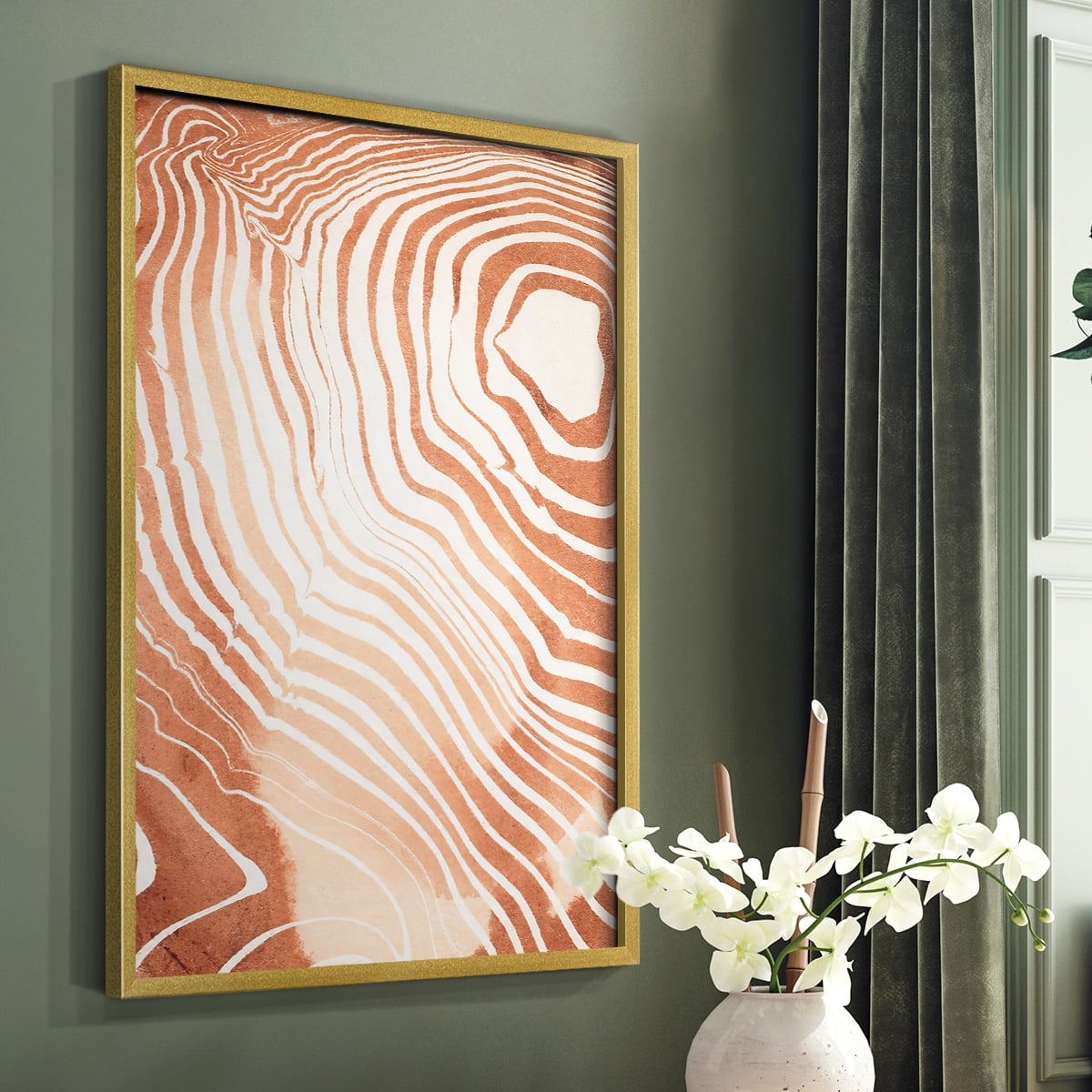 Wood Grain Suminagashi II Framed Print - Solid Wood in Single Picture Frame Solid Wood 2 Framed Print