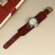 thumbnail image 4 of Reloj de piel de vaca auténtica, estilo vintage, romano, estilo informal, de cuarzo, creativo, para mujer (café claro)., 4 of 7