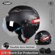 thumbnail image 2 of Casco de motocicleta YEMA de medio casco para bicicleta eléctrica/motocicleta con doble lente y parasol, casco de seguridad para calidez invernal y protección auditiva, 2 of 5