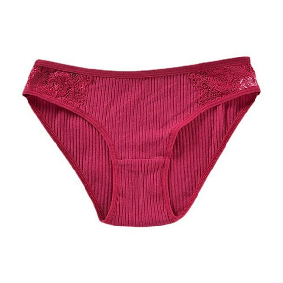 Jalioing Cotton Briefs for Women Comfy Breathable Mid Waist Underwear Trendy Lace Panties Nightwear