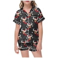thumbnail image 1 of WEAIXIMIUNG Girls' Christmas Printed Pajamas Short Sleeved Button Top Shorts Home Pajamas Set 2-3 Years, 1 of 4