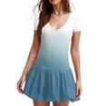thumbnail image 2 of Women's Gradient Short Sleeve Mini Skater Dress Casual Fit and Flare Party Graduation Dress, 2 of 5