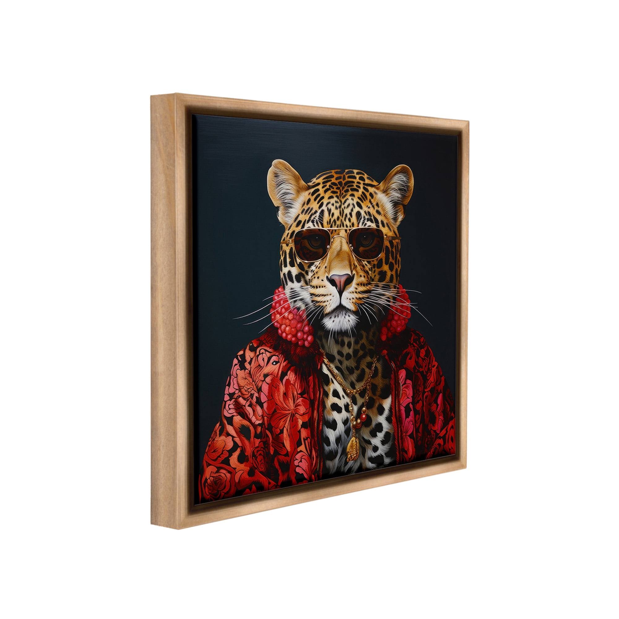 Stupell Industries Trendy Leopard Fashion Animals & Insects Painting Brown Floater Framed Canvas Art Print Wall Art, 25 x 25