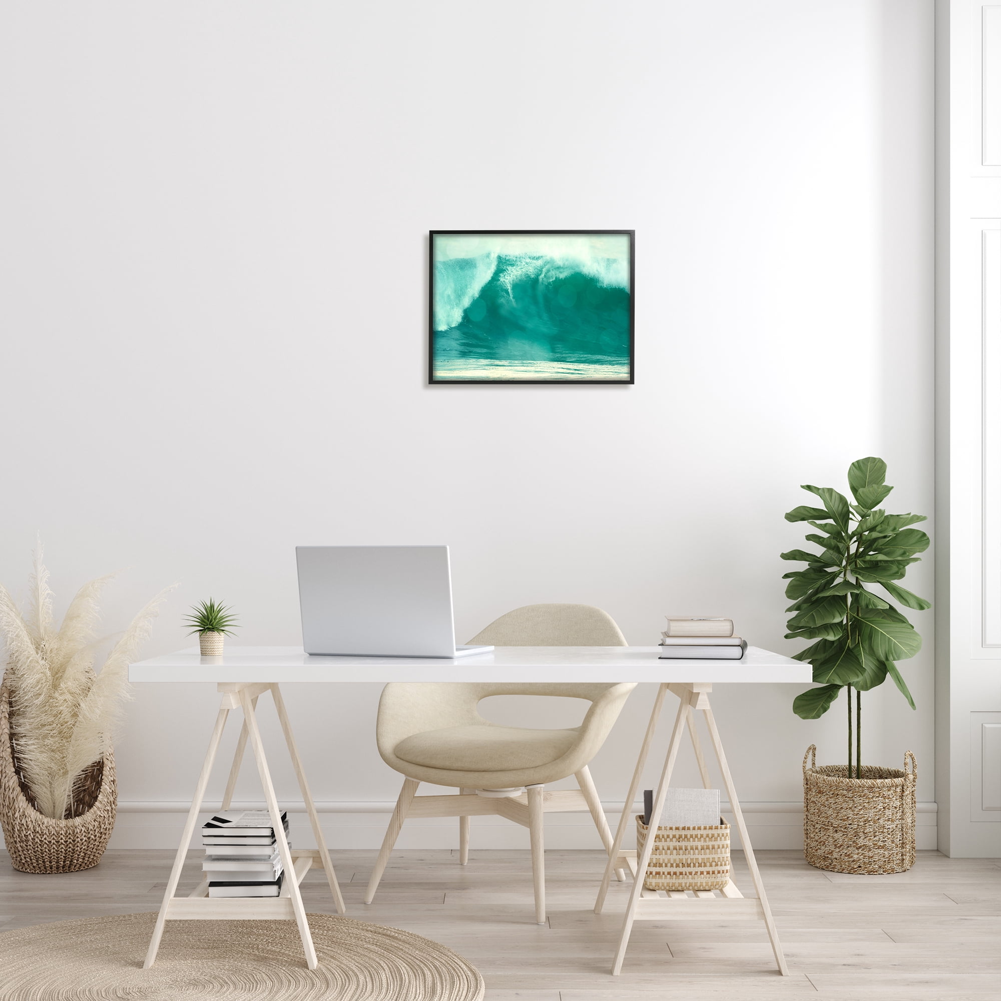 Stupell Industries Sun Spot Tidal Wave Tropical Surfing Coast Nature Painting Black Framed Art Print Wall Art, 16 x 20