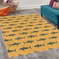 thumbnail image 2 of Sea Animals Decorative Rug, Sharks Swimming Horizontal Silhouettes Powerful Dangerous Wild Life, Quality Carpet for Bedroom Dorm and Living Room, 6 Sizes, Slate Blue and Pale Orange, by Ambesonne, 2 of 4