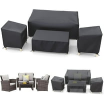 STARTWO Outdoor Patio Furniture Cover Waterproof 4-Piece Set for Chairs 32in, Loveseat 56in, Coffee Table 45in, Heavy Duty 500D, Black