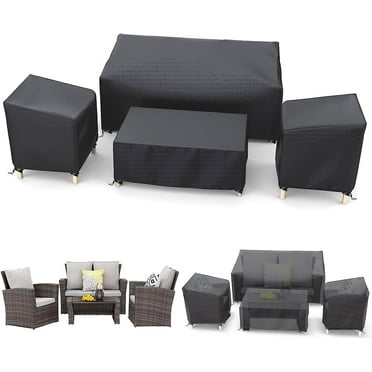 STARTWO Outdoor Patio Furniture Cover Waterproof 4-Piece Set for Chairs 32in, Loveseat 56in, Coffee Table 45in, Heavy Duty 500D, Black