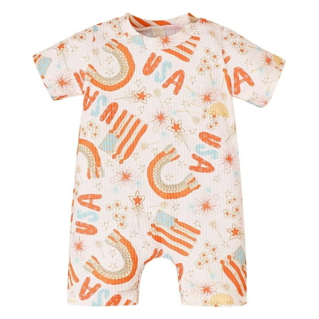 

Toddler Boys Short Sleeve Cartoon Prints Summer Rompers Jumpsuits