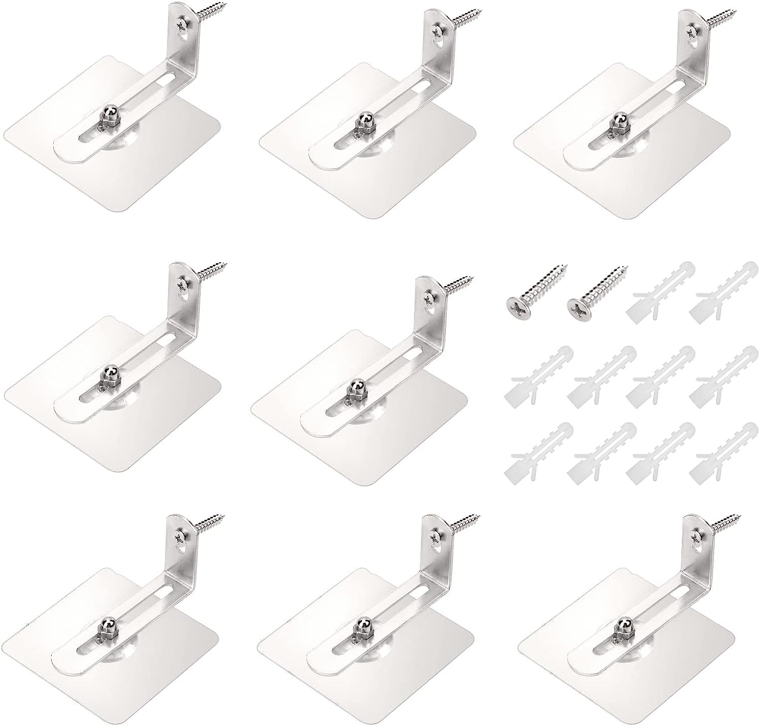 8pcs Furniture Wall Anchors Adhesive AntiTip Safety Metal Bracket for