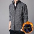 thumbnail image 1 of Suéter tipo cárdigan de otoño e invierno grueso con forro polar para hombre, suéter de cuello alto, suéter de talla grande, 1 of 5