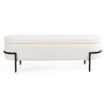 thumbnail image 3 of White Storage Ottoman Bench with Metal Stand, Upholstered Stool with Large Storage Space, Modern Storage Bench for Living Room/Bedroom/End of Bed/Entryway/Bed Side, 45.3''L, 3 of 7