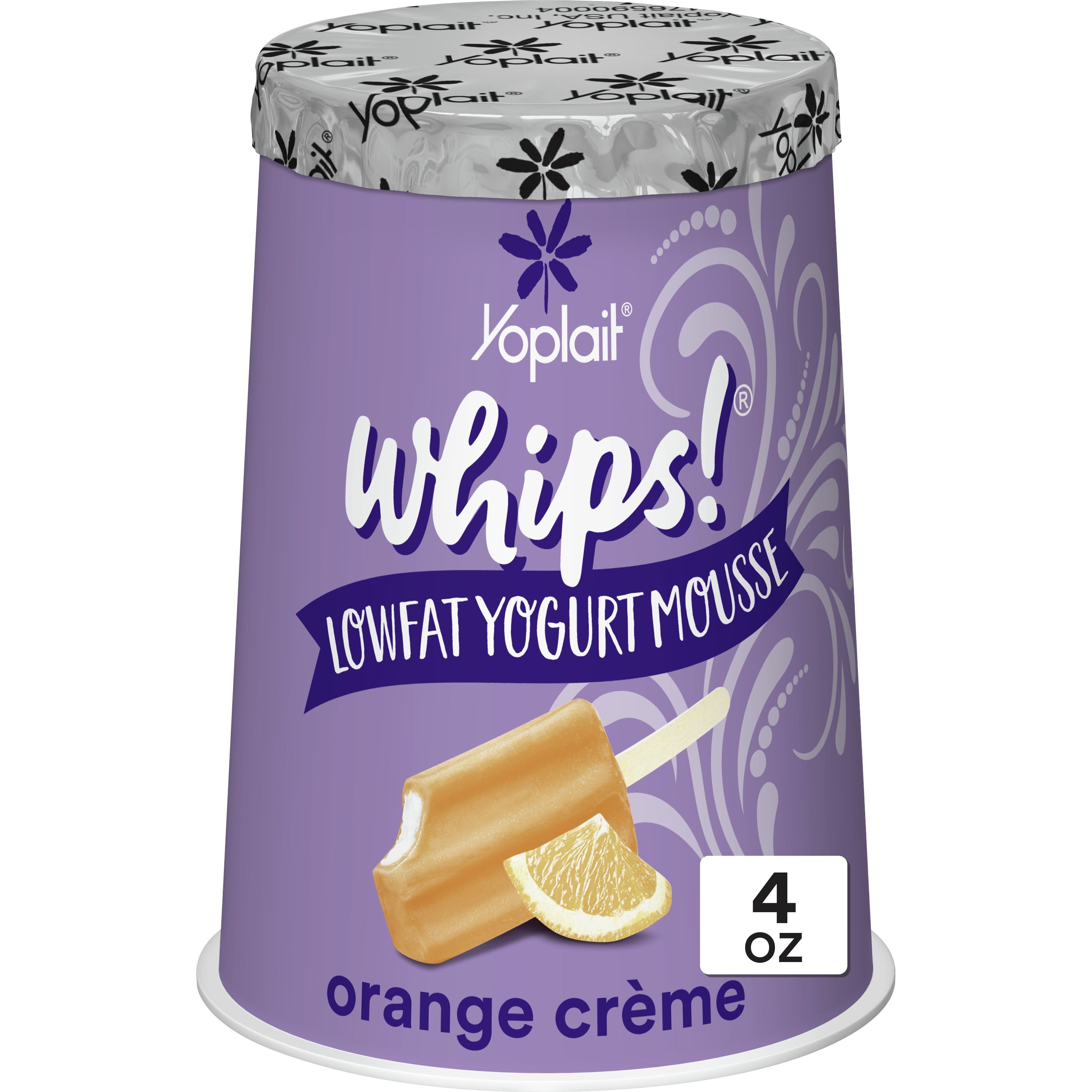 Yoplait Whips! Yogurt, Orange Crme, Low Fat Yogurt Mousse, Gluten Free, 4 oz