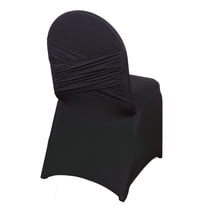 BalsaCircle Black Solid Banquet Spandex Stretchable Chair Covers Slipcovers Crisscross
