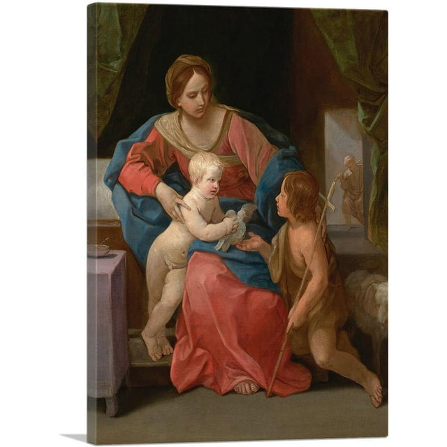 ARTCANVAS Virgin And Child With Saint John The Baptist 1640 Canvas Art Print by Guido Reni - Size: 40" x 26" (0.75" Deep)