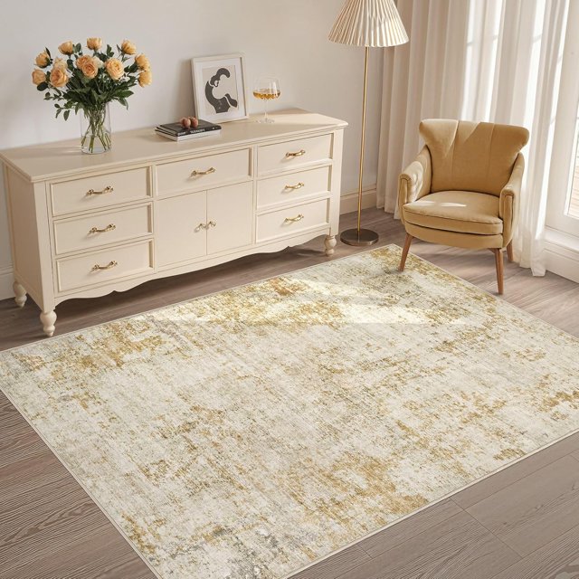 x Area Rug Living Room Rugs - Washable Neutral Modern Abstract Soft Thin Large Rug Indoor Floor No Slip Rug Carpet for Bedroom Under Dining Table Home Office Decor -