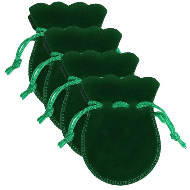 Bolsitas de Terciopelo Tipo Calabaz VelvtyGreen 4Pzas Verde 7x9cm Terciopelo Bolsa en Forma de Calabaza.