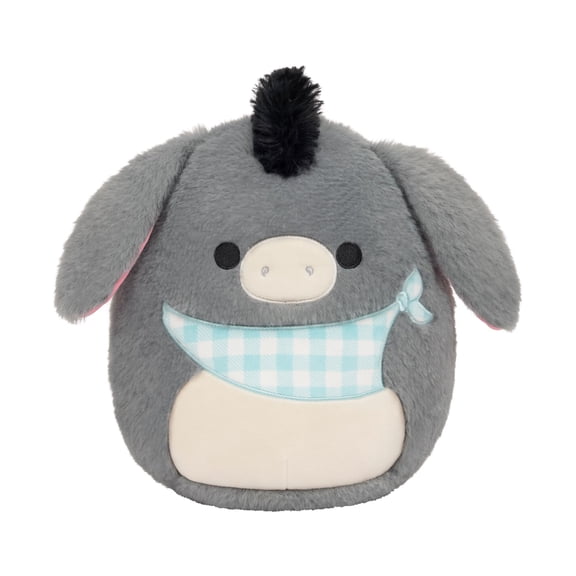 Squishmallows FuzzAMallow Official 8 inch Jason the Grey Donkey With Plaid Bandana - Child's Ultra Soft Plush Toy