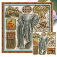 thumbnail image 1 of Hilo Algodón Ecológico Bordado Punto Cruz Elefante Africano Impreso 14CT 41x41cm, 1 of 9