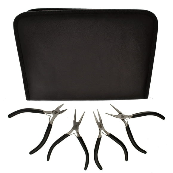 Set de Alicates Slim Line de 4 Piezas The Beadsmith con Estuche de Cuero