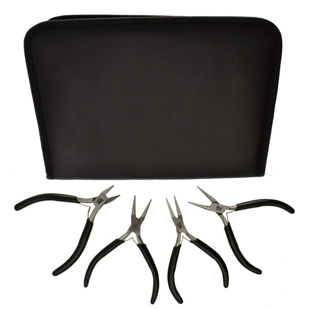 Set de Alicates Slim Line de 4 Piezas The Beadsmith con Estuche de Cuero