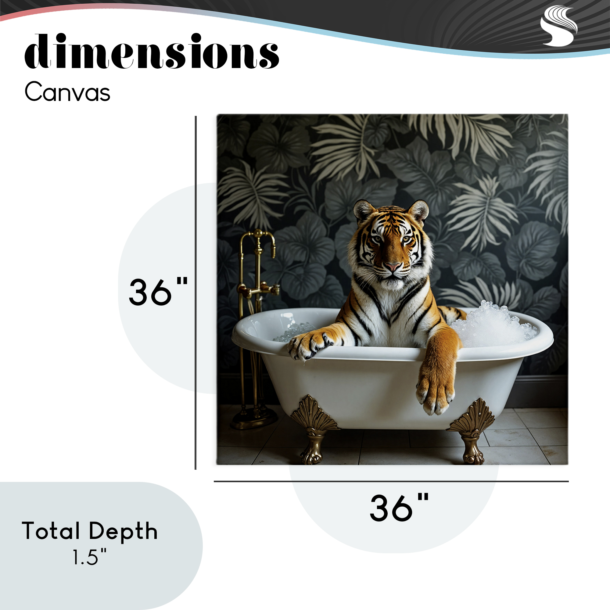 Tiger in Exotic Bubble Bath Canvas Wall Art, design by Lettered and Lined