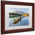 thumbnail image 2 of Trademark Fine Art 'Two Jack Lake Sunrise' Canvas Art by Pierre Leclerc, White Matte, Wood Frame, 2 of 4