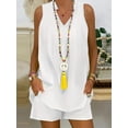 thumbnail image 6 of Casual Solid Matching Two-piece Set, V Neck Sleeveless Tank Top & Loose Shorts, Women's Clothing, 6 of 7