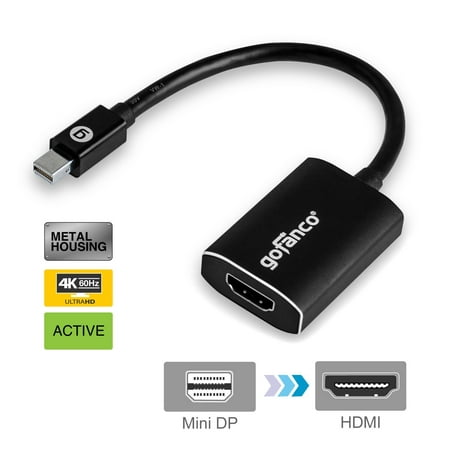 gofanco ACTIVE Mini DisplayPort to HDMI 2.0 Adapter mDP to HDMI Male to Female Convertor Supports Eyefinity MULTIPLE SCREENS for Gaming and Ultra HD 4K @ 60Hz Thunderbolt 2 to HDMI