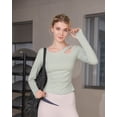thumbnail image 4 of Ropa de yoga hueca para mujer, almohadilla para el pecho, otoño e invierno, deportes, manga larga, top profesional para correr, entrenamiento de pilates, 4 of 5