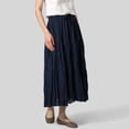 thumbnail image 3 of Falda De Verano Falda larga de lino y algodón estilo bohemio para mujer, informal, con cintura elástica, traje de vacaciones Ygjytge Azul Marino L para Mujer, 3 of 7