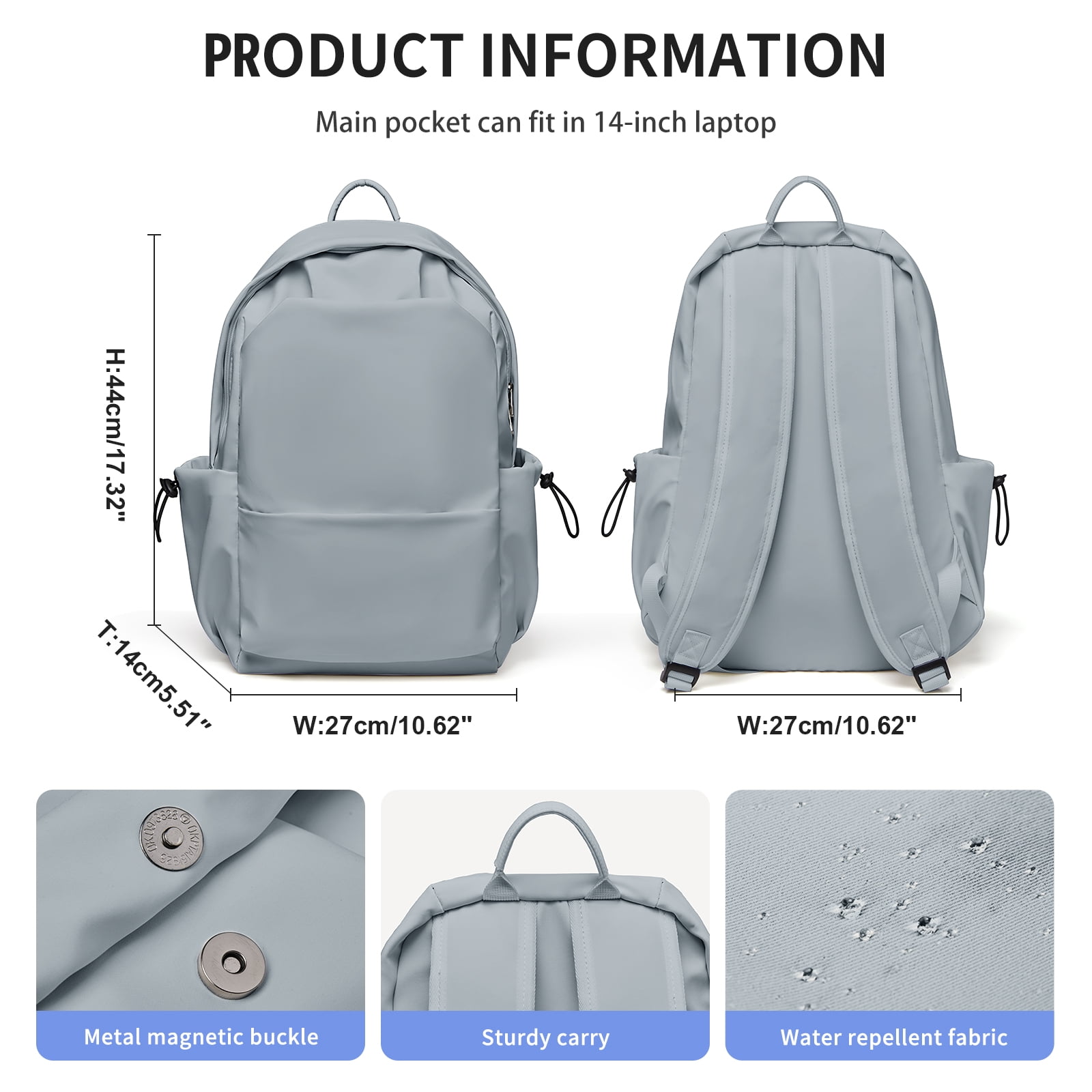 BJLFS Unisex Lightweight Water-Resistant Multipurpose Backpack, Blue