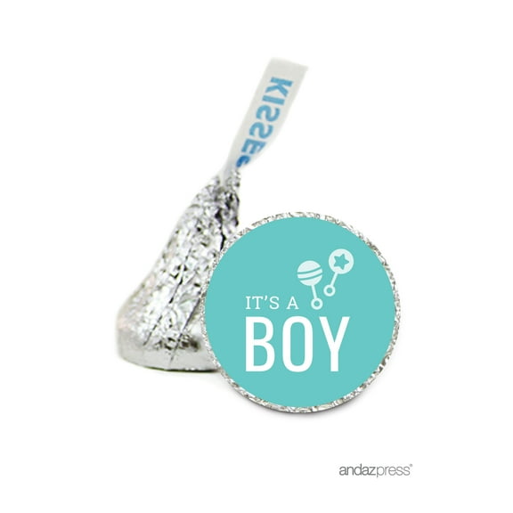 It's A Boy Diamond Blue Chevron Baby Shower Hershey´s Kisses Stickers, 216-Pack