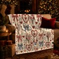 thumbnail image 3 of Folk Art Hearts Flowers Fall Country Living Room, Cozy Botanical Garden Scene, Warm Flannel Blanket for Sunroom and Reading Nook, Garden Lovers Thanksgiving Gift, Artistic Home Decor, 3 of 9