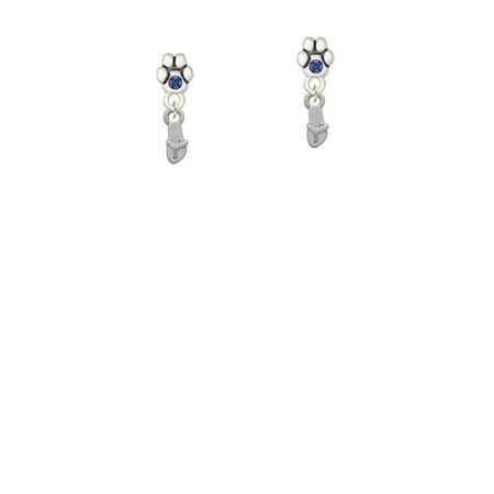 Austrian Crystal Flip Flop - Mini Flip Flop - Blue Crystal Paw Earrings