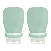 2 Pcs 2 oz Silicone Squeeze Bottle, Refillable Travel Bottles Leak Proof Containers for Toiletries, Dark Green