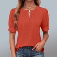 thumbnail image 4 of Camisa informal de manga corta para mujer: diseño calado, prenda de verano, perfecta con vaqueros o pantalones informales, 4 of 7