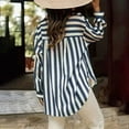 thumbnail image 4 of Guluxicc Women's Striped Shirts with Pocket Loose Long Sleeve V Neck Beach Tops for Summer Vacation Outfits, 4 of 5