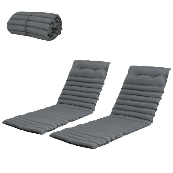 Perfect Garden 2PCS Set 72.83 x 23.62 in. Outdoor Chaise Lounge Cushion Replacement Cushion,Gray