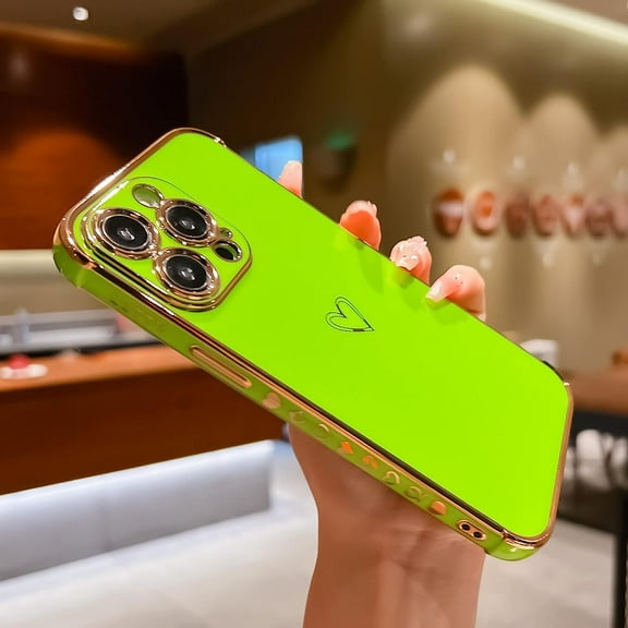 Compatible with iPhone 12 Pro Max Case Cute, Luxury Electroplate Edge Bumper Case, Full Camera Lens Protection Raised Reinforced Corners iPhone 12 Pro Max Case (6.7 Inch) -Light Green