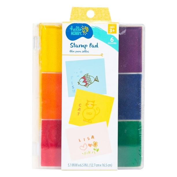 Hello Hobby Rainbow Stamp Pad with washable ink, 6 Bright Colors
