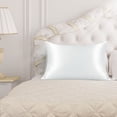 thumbnail image 2 of 19mm Snow White Silk Pillowcase for Skin Travel/20x14in Pillow Case with Zip, 2 of 6