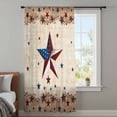 thumbnail image 4 of Independence Day Sheer Curtains 84 Inches Long, Rustic Texas Star Farmhouse Wooden Light Filering Curtains, Breathable Simi Curtain Privacy Drapes for Living Room Bedroom Lightweight Window Treatment, 4 of 9
