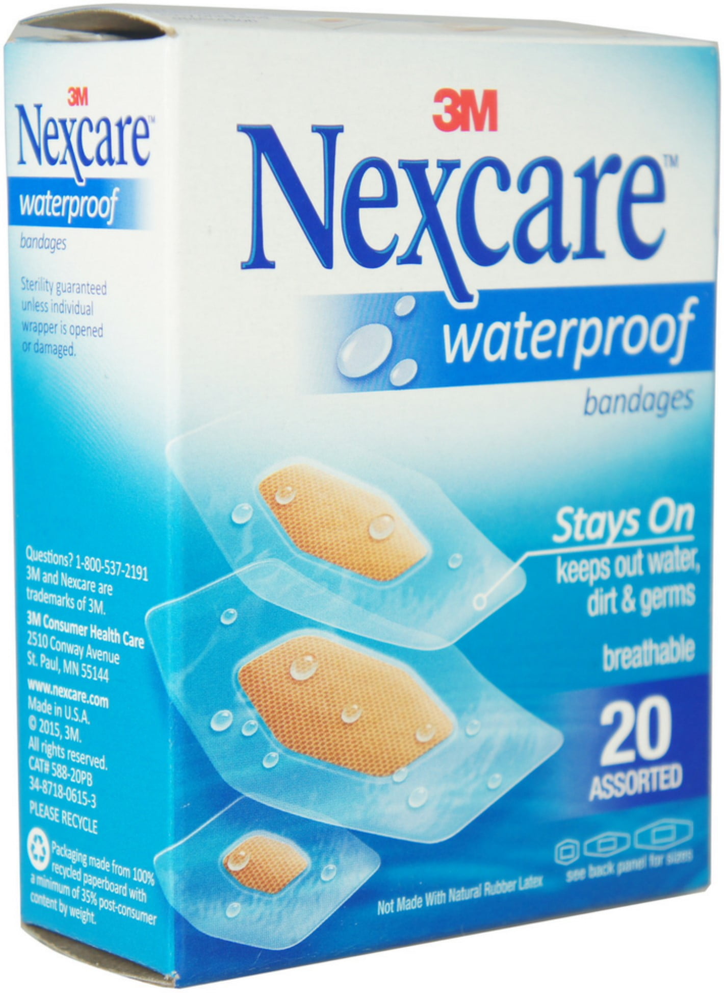 Nexcare Waterproof Clear Bandages Assorted 20 Each (Pack of 4